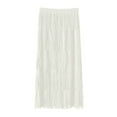 thumbnail image 4 of FEIFLY Women Layered Fringe Hem Maxi Skirt For Elegant Tiered Ruffle Design Flowy Boho Style High Waist A-Line Long Skirt Casual Party Wear Relaxed Fit Female Solid Color Dailywear, 4 of 4