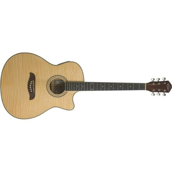 Oscar Schmidt OACEFN Guitar - Acoustic Electric Auditorium Size - Flame Natural