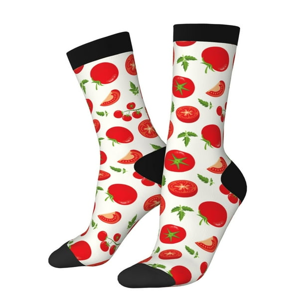 Fotbe Fresh Red Tomato Calcetas Largas con Estampado para Hombre y Mujer – Calcetas de Compresión Transpirables y Elásticas, Viajar y Uso Diario Talla 5-11