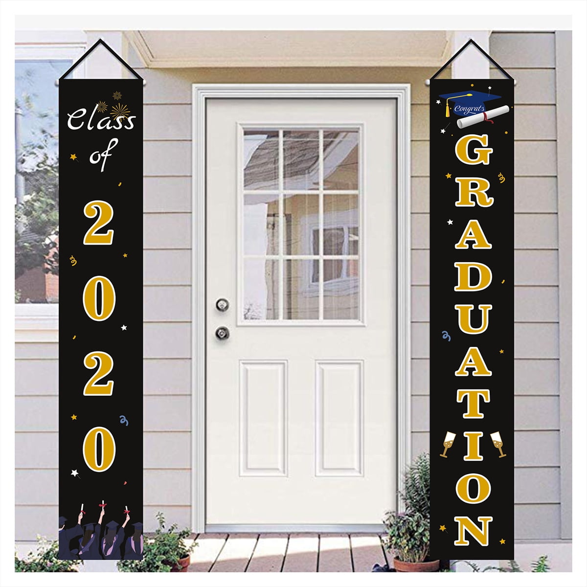 1Pair 2020 Graduation Porch Sign Graduation Cap Banner