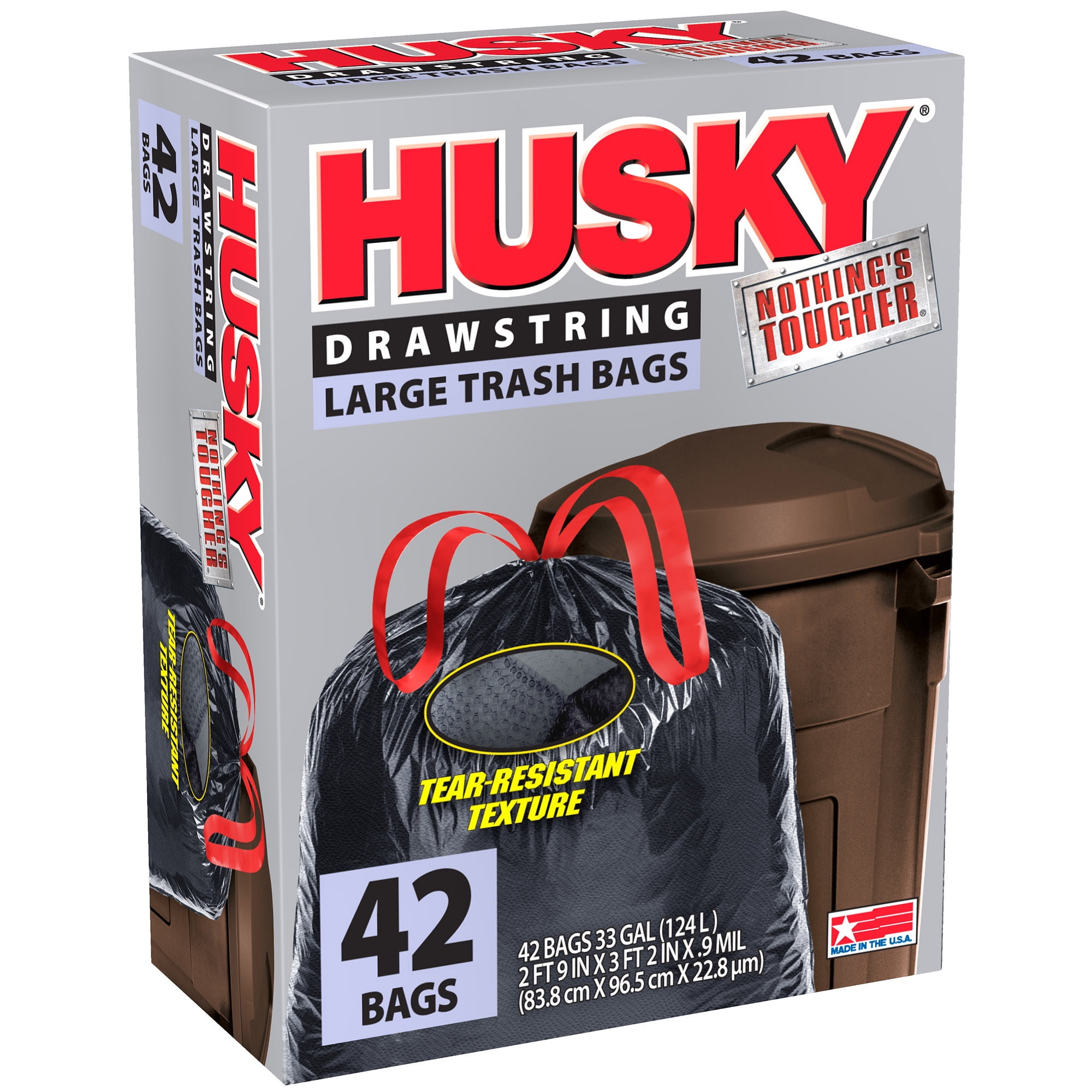True Value Large Drawstring Trash Bags, Black, 33 Gallons, 33-Ct