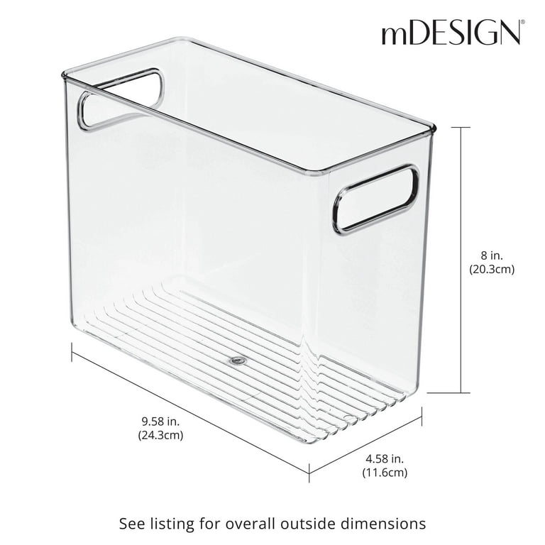 mDesign Tall Plastic Kitchen Food Storage Organizer Bin with Handles - Clear
