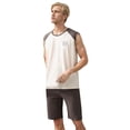 thumbnail image 3 of Men's Pajama Sets Trendy Loose Vest Sleeveless Crew Neck Plus Size Sleepwear,Grey,3XL, 3 of 9