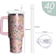 thumbnail image 2 of Horse Tumbler with Handle and Straw, 40 oz Stainless Steel Pink Insulated Cup with Lid and Straw,Travel Coffee Mug Water Bottle, Birthday Christmas Mothers Day Gifts for Animal Lovers Women, 2 of 6