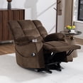 thumbnail image 6 of Power Lift Recliner Chair, Paproos Power Lift Recliner with Massage and Heat for Elderly, Reclining Sofa with Cup Holders & Side Pockets for Living Room, Velvet Fabric, Brown, 6 of 11