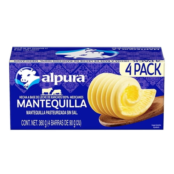 Mantequilla Alpura pasteurizada sin sal  360 g