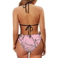 thumbnail image 6 of Chririnla Women's Pink Tree Camo Halter Bikini Set - Two Piece Triangle Swimsuit with Tie Side Bottoms for Beach & Pool Vacations, 6 of 9