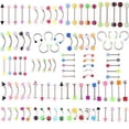 thumbnail image 2 of HATISS 105PCS Wholesale Bulk lots Body Piercing Eyebrow Jewelry Belly Tongue Bar Ring, 2 of 8