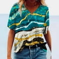 thumbnail image 3 of Birdeem T-Shirt à Col en V pour Femmes, Mode Décontractée, Grande Taille, Imprimé de Fleurs Pittoresques, 3 of 3