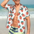 thumbnail image 3 of Fotbe Strawberries Hawaiian Shirt for Men Unisex Summer Beach Casual Short Sleeve Cotton Linen Button Down Shirts-X-Large, 3 of 5