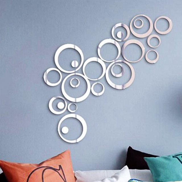 24 Piezas Espejo Pegatinas de Pared Círculos Pegatinas de Pared Redondas Tatuaje de Pared Espejo Decoración de Pared Arte de Pared Autoadhesivo Extraíble para Dormitorio, Sala de Estar, Decoración del Hogar Vhermosa ZH-118