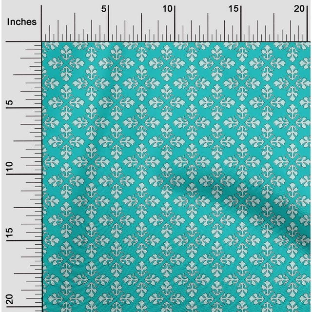 oneOone Cotton Poplin Fabric Floral Block Print Fabric By Yard 42 Inch Wide