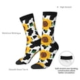 thumbnail image 2 of Yiaed Cute Cow Print Sunflower B Print Great elasticity Crew Socks Sports socks for Men and Women, 2 of 5