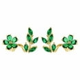 thumbnail image 6 of Light Flower Leaf Clip on Earrings for Women Summer Fashion Green Rhinestone Gold Earrings without Piercing Jewelry, 6 of 7
