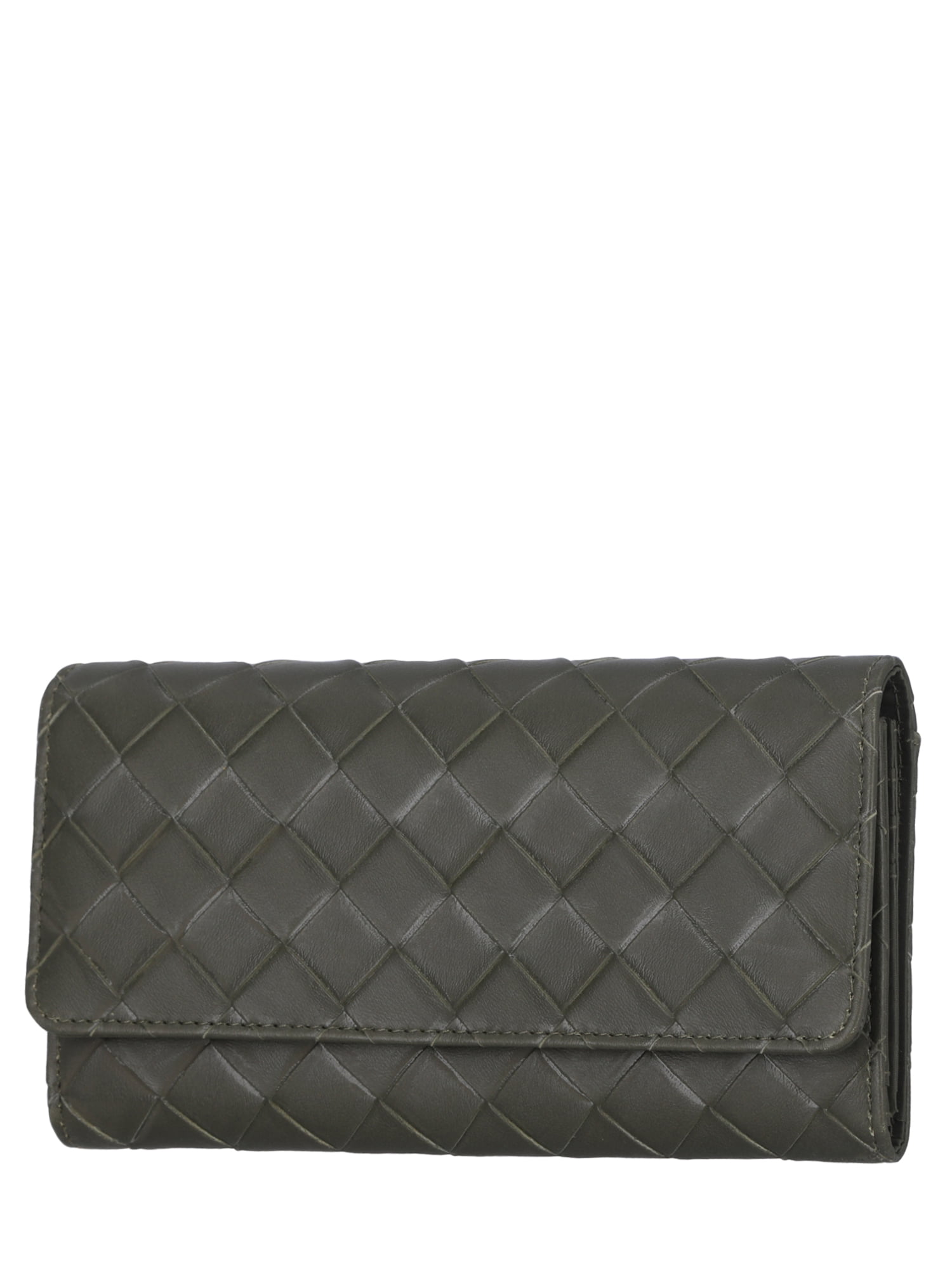 Time and Tru Women's Piper Clutch Wallet Vinyl Solid Olive