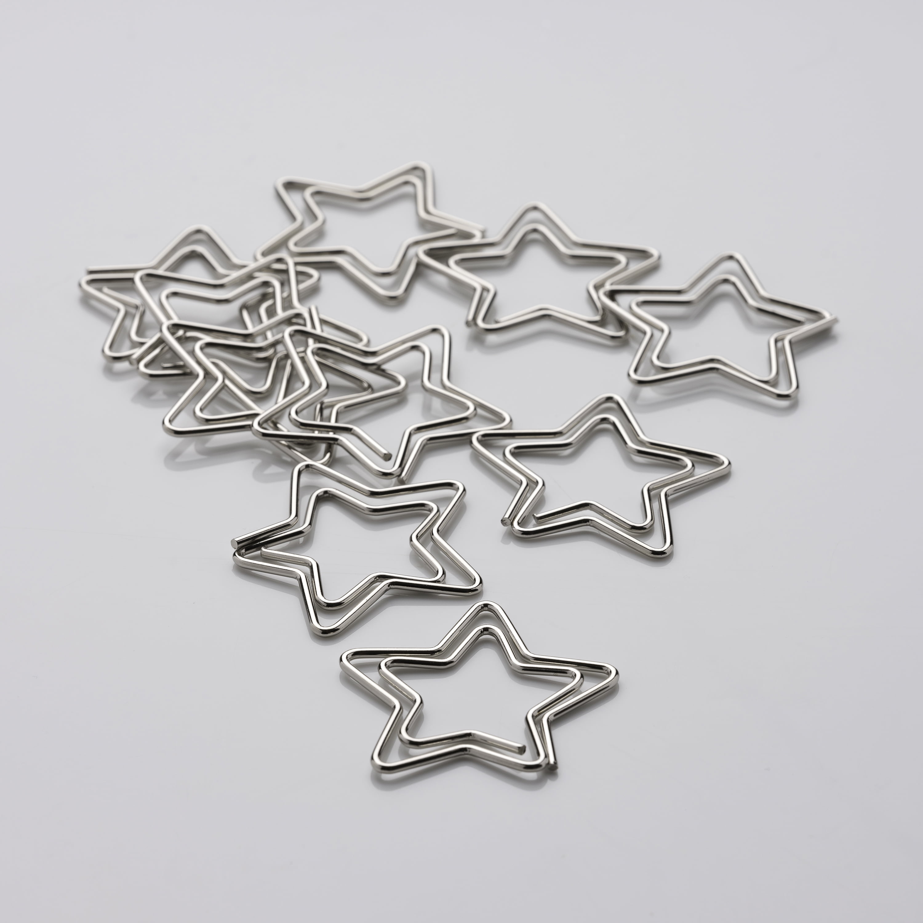 NIO Silver Star Paper Clips, 20 Pack