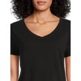 thumbnail image 5 of Time and Tru Women's Cotton V-Neck Tee with Short Sleeves, Sizes XS-XXXL, 5 of 6