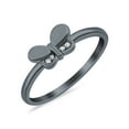 thumbnail image 3 of Black Tone, Simulated Cubic Zirconia Size-9 Butterfly Ring Round Shape 925 Sterling Silver, 3 of 7