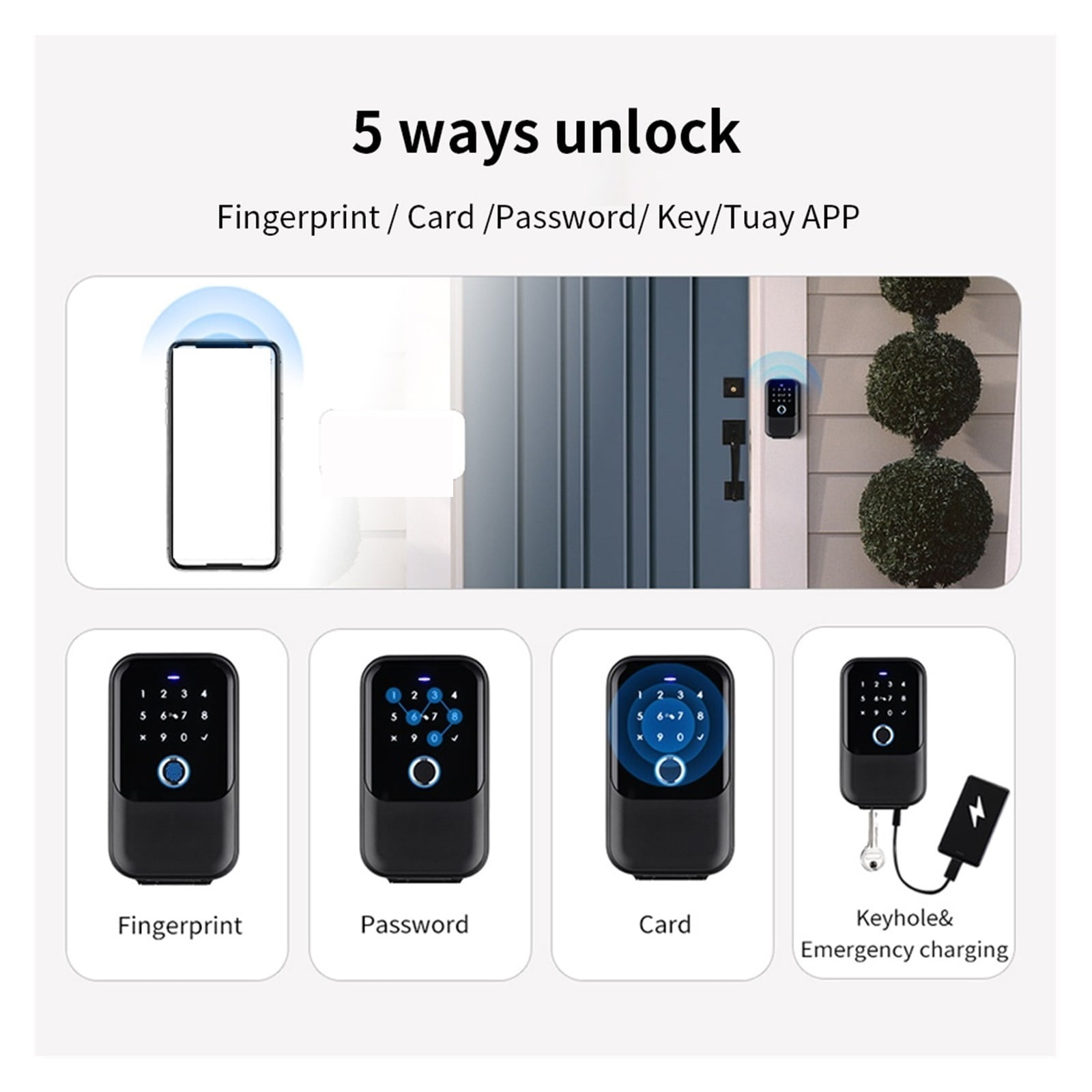 Waterproof Key Safe Fingerprint App Remote Unlock Wall Mount Security Lock Box ,House, Apartment, Office Key Storage