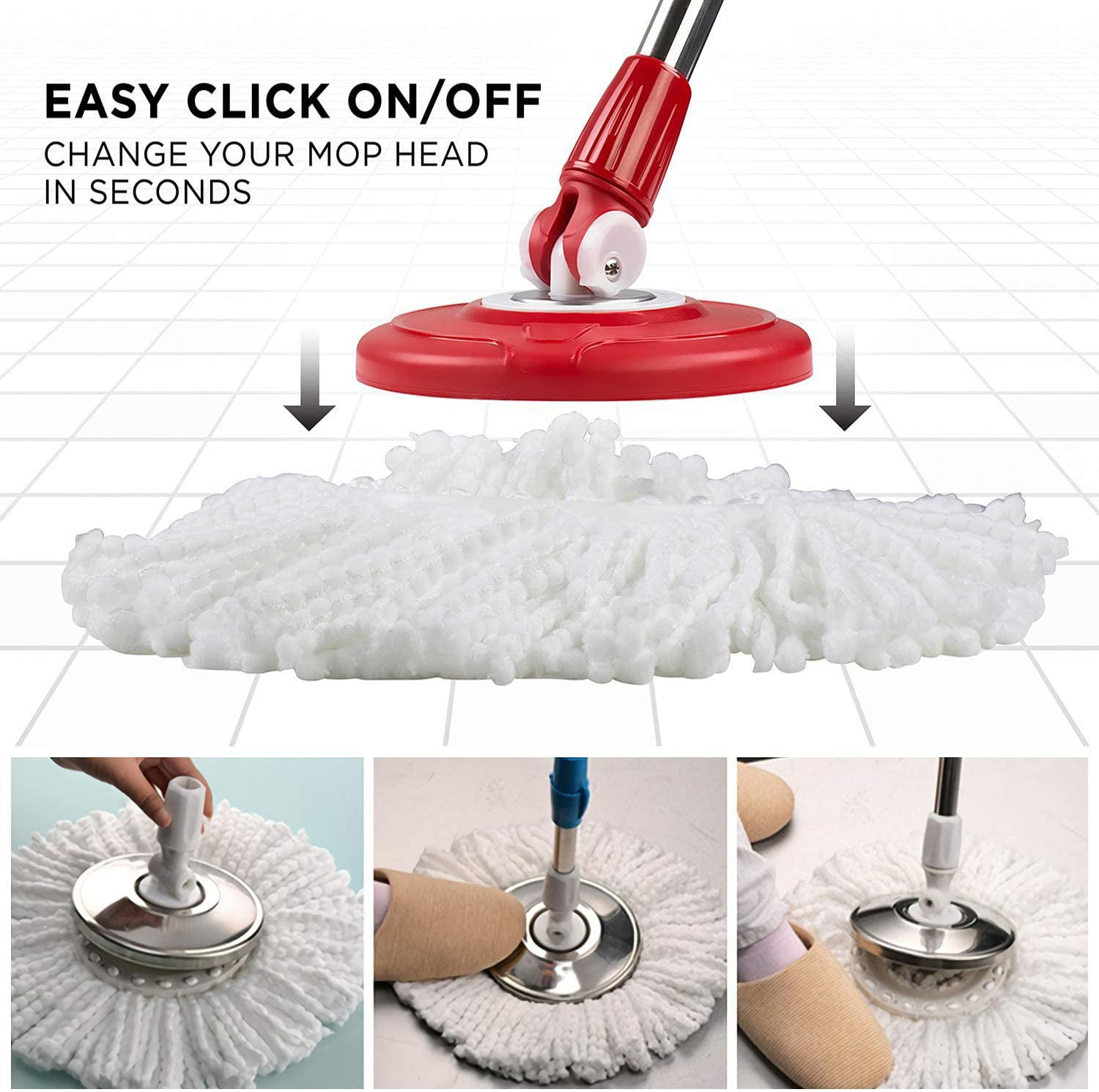 Replacement Mop Head Refill For 360 Magic Spin Mop Long Microfiber Set of 2 