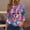 Light Purple, variant on LNZGNM Mardi Gras Women Shirts Mask Printed 3/4 Sleeve Tops Fashion Graphic Crew Neck T Shirts 2026 Spring Carnival Outfits for Rave Wear, Purple, L