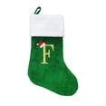 thumbnail image 2 of Tnobhg 1Pc Christmas Green Stocking Golden Letter Plush Top Large Handmade Reusable Xmas Tree Hanging Gift Bag Sock Pendant Holiday Party Decoration Festival Gift, 2 of 8