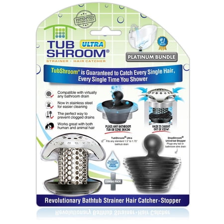 TUBSHROOM ULTRA REVOLUTIONARY STAINLESS STEEL BATH TUB DRAIN PROTECTOR HAIR