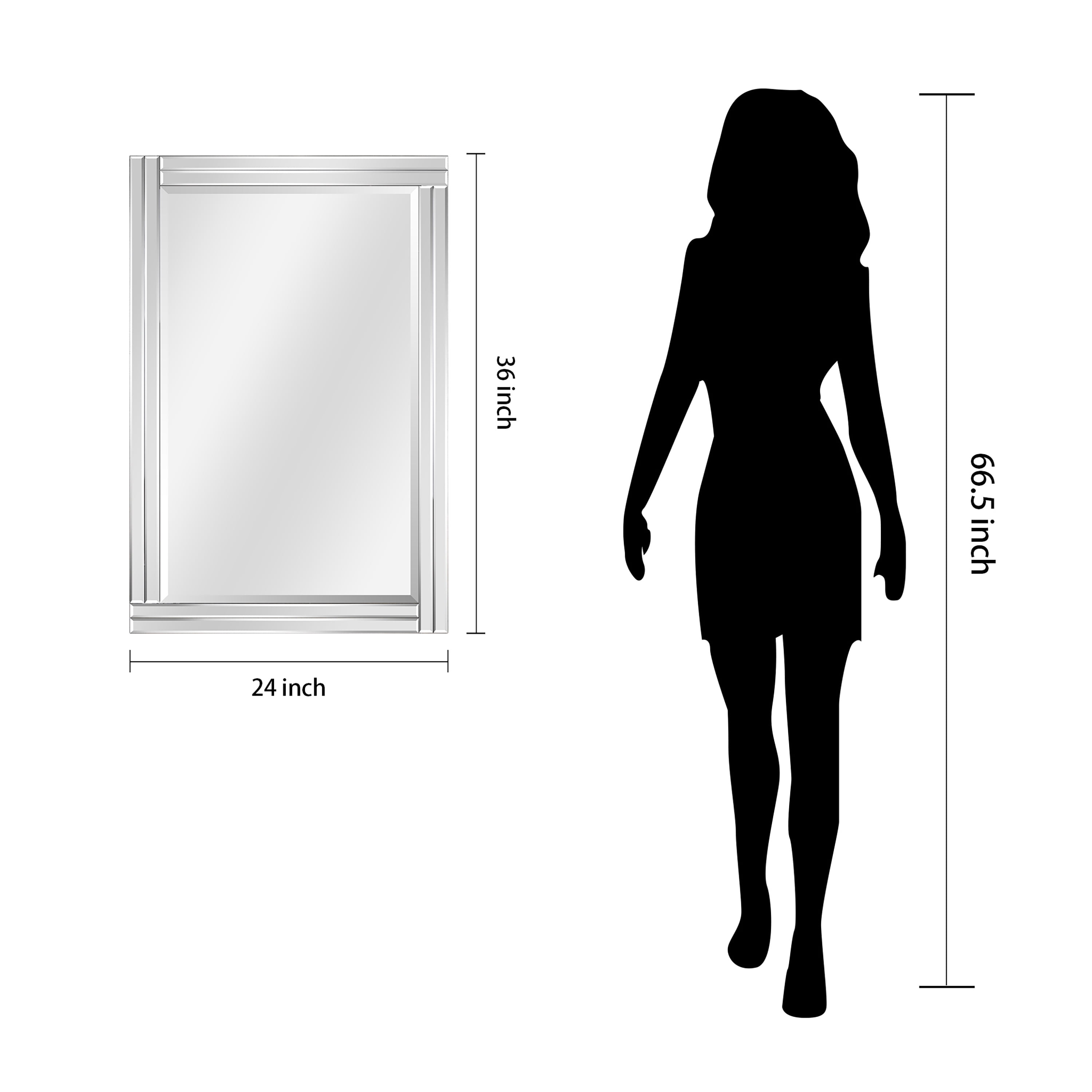 Empire Art Direct Modern Stepped Beveled Rectangle Wall Mirror, 24" x 36", Ready to Hang