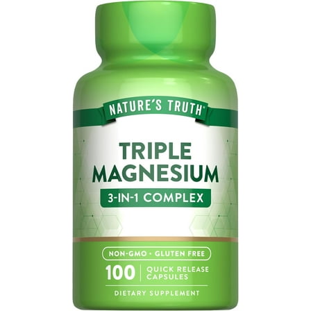 Triple Magnesium Complex | 100 Capsules |  From Magnesium Oxide, Citrate, and Aspartate | Non-GMO, Gluten Free | by Nature's Truth