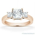thumbnail image 2 of Square Brilliant Cut Charles & Colvard Moissanite 3-Stone Engagement Ring in 14k Rose Gold, 2 of 5