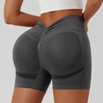 thumbnail image 4 of Domuza Womens Workout Impact Shorts V Back Butt Lifting Tummy Control Gym Shorts Comfy Running Seamless Booty Biker Shorts Gray S, 4 of 8