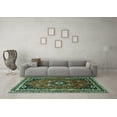 thumbnail image 3 of Ahgly Company Machine Washable Indoor Square Medallion Turquoise Blue Traditional Area Rugs, 4' Square, 3 of 4