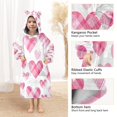 thumbnail image 4 of Wearable Blanket with Sleeves and Pocket Oversized Hooded Sweatshirt 3-14 YR Seamless Pink Heart Pattern S, 4 of 7