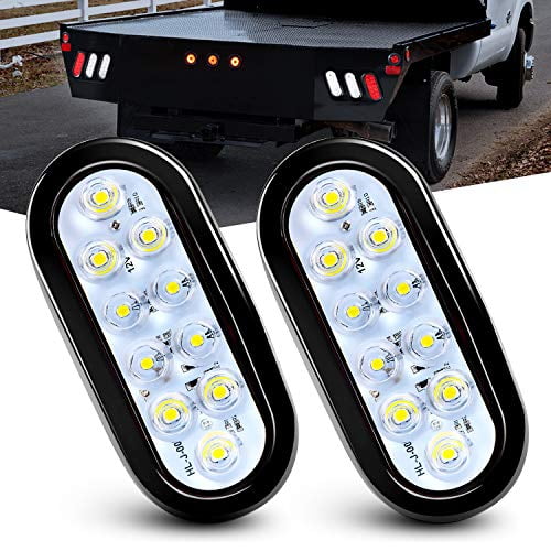 2 Years Warranty Nilight TL-08 6 Oval Amber Tail 2PCS 10 LED w/Flush Mount Grommets Plugs IP67 Waterproof Turn Signals Trailer Lights for RV Truck Jeep 