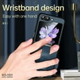 thumbnail image 6 of Phone Case for Samsung Galaxy Z Flip 6, PU Leather Cover and Wrist Strap Kickstand Wristband Holder Stand Ring Silicone Protective Cell Accessories for Z Flip 6 for Women Men - Brown, 6 of 6