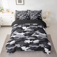 thumbnail image 2 of jejeloiu Wild Military Camo 7-Piece Twin Bedding Sets,White Black Gray Bedding Comforter Set For Kids Reversible, 2 of 8