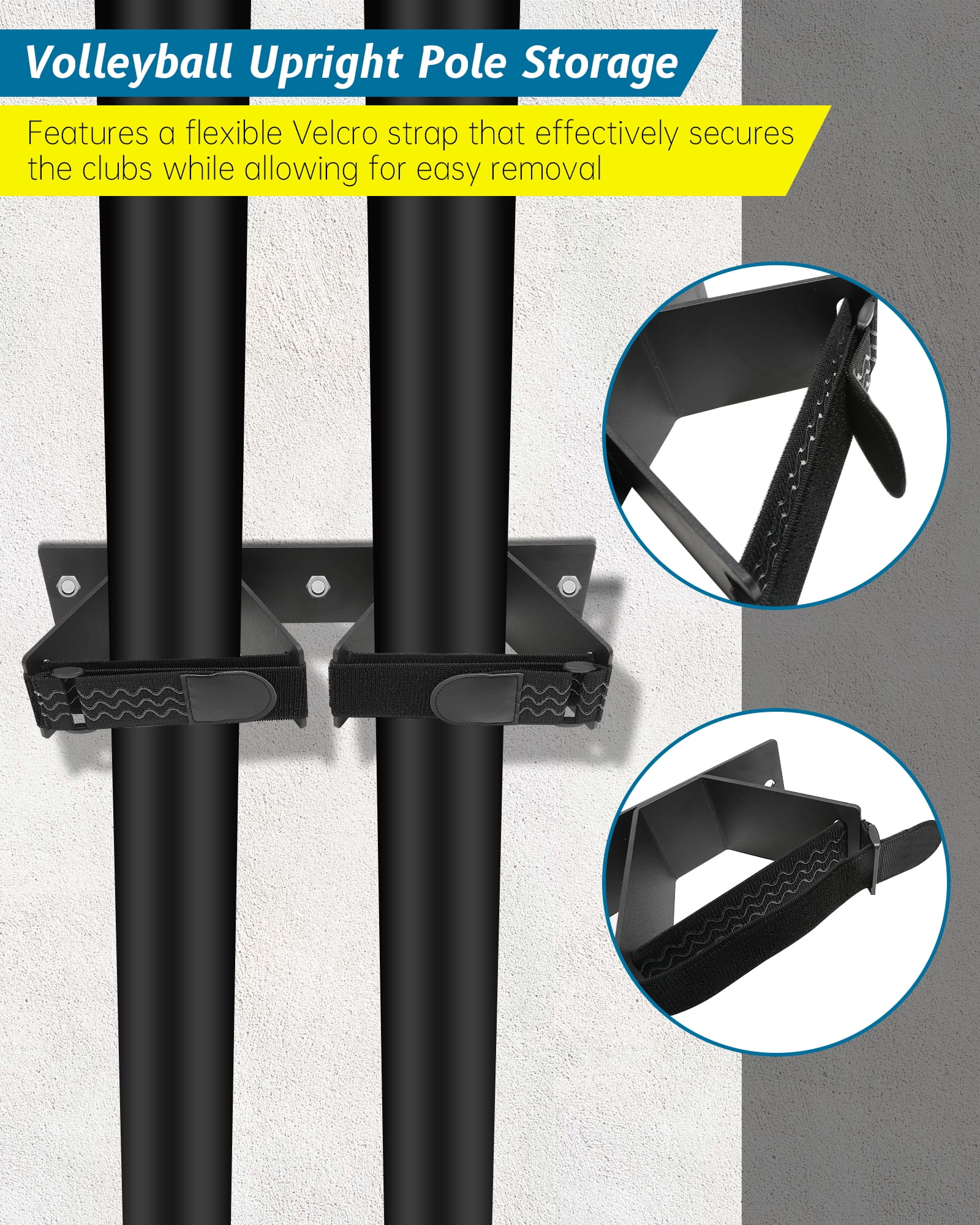 Volleyball Upright Pole Storage, Indoor Volleyball Poles Wall Rack, Efficient club storage Fit for Volleyball Badminton and Tennis