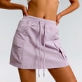 thumbnail image 2 of Cargo Skorts For Women With Pockets Drawstring Athletic Skirts Matching Shorts Underneath Golf Sweat Skirt, 2XL, 2 of 4