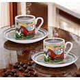 thumbnail image 2 of STP GOODS Running Horse Bone China Espresso Coffee Cup and Saucer Set of 4 for 2 in Gift Box 3.38 fl oz (100 ml) Porcelain Coffee Cup Set, White Green Yellow, 2 of 15