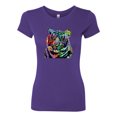 thumbnail image 2 of Cool Rainbow Neon Trippy Jungle Tiger Eyes Animal Lover Womens Slim Fit Junior Tee, Purple Rush, X-Large, 2 of 3