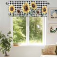 thumbnail image 6 of Vintage Floral Valances for Windows, 42 x 18in, Sunflowers Black Buffalo Plaid Farmhouse Rod Pocket Kitchen Valance Curtain Light Filtering Window Treatments for Living Room Bedroom, 1 Panel, 6 of 7