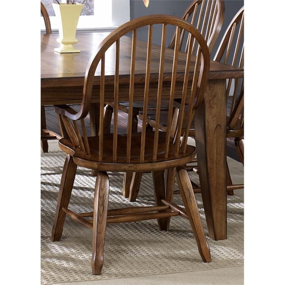 Liberty Furniture Treasures Medium Brown Bow Back Arm Chair - Oak