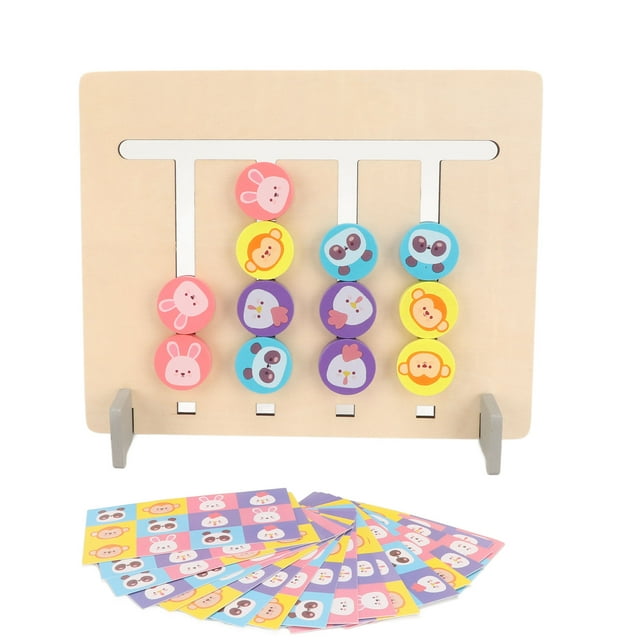Wooden Block Toy, Wooden Block Logic Toy Four Color Animal Intelligence Development Color Cognition For Baby