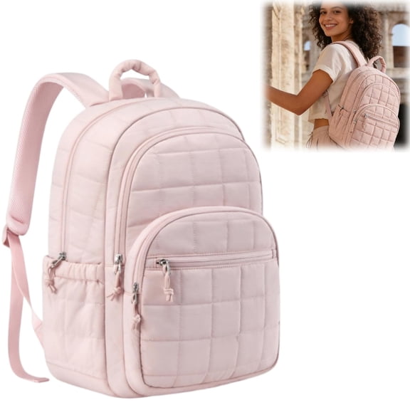 School Backpack College Laptop Backpack, Quilted Casual Daypack, Water-Resistant Bookbag for Laptop
