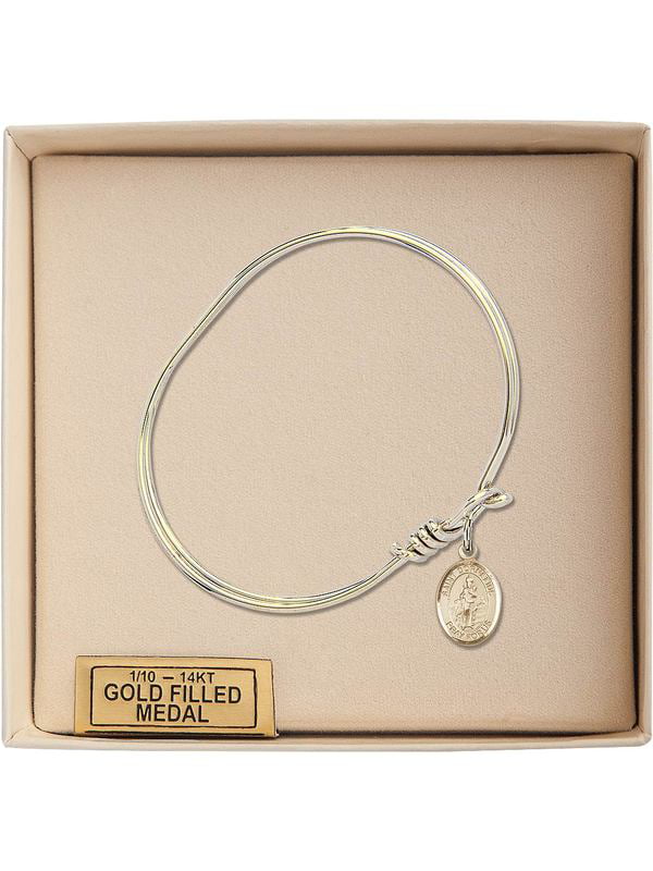 Bonyak Jewelry Oval Eye Hook Bangle Bracelet w/St Cornelius in Gold-Filled