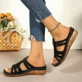 thumbnail image 6 of Fnooota Flat Sandals for Women, Platform Open Toe Slip On Summer Shoes Sandals Black Size 7, 6 of 9