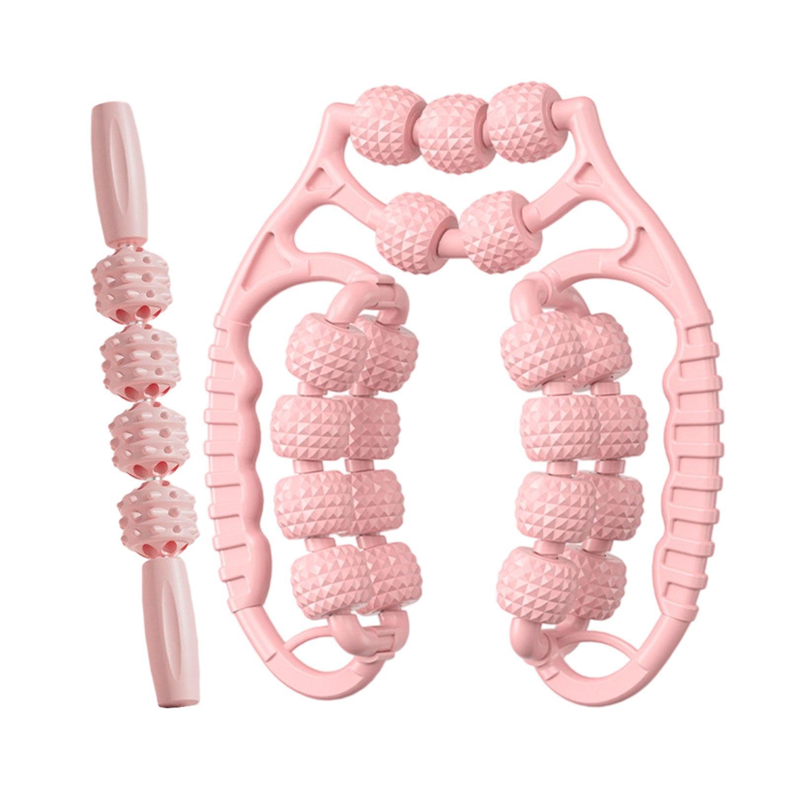 DimyFew Massage Rollers Back Leg Massagers 21 Wheels 4 Wheels Fitness Versatile Circular Pink