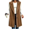 thumbnail image 2 of Xaqiouau Women's Long Sleeveless Trench Coat Lapel Collar Open Front Vest Jacket Casual Button Down Lightweight Duster Waistcoat Outerwear with Pockets, 2 of 6