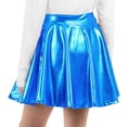 thumbnail image 7 of Girls Flared Skater Skirt Shiny Metallic Elastic Waist Flowy Skorts for Party Holiday Performance Event Kids Skirts 12-13Y, 7 of 7