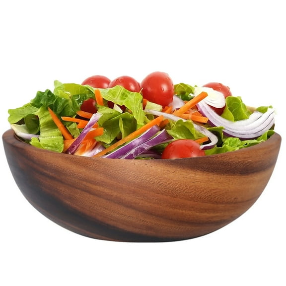 Happy Date Acacia Durable Salad Serving Bowl, Round, Wood Beech